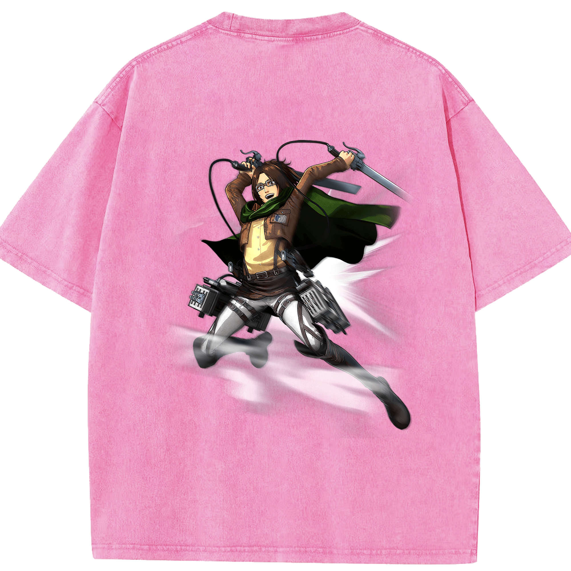 （画像用） 進撃の巨人 ハンジ·ゾエ Attack on Titan Hanji Zoe 綿100% ヴィンテージ風 半袖Tシャツ（背面プリント）